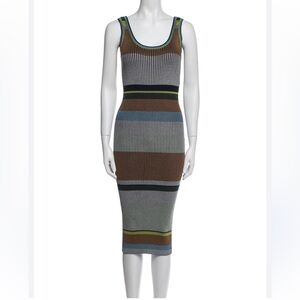 Diane Von Furstenberg Striped Rib Knit Stretchy Tank Dress XS S
